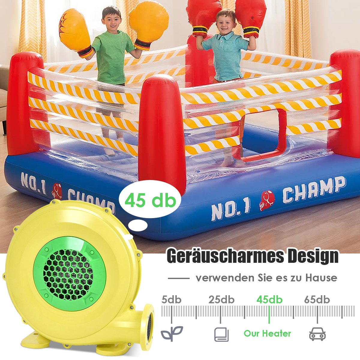 Gebläse 450 W Elektrischer Ventilator Luftgebläse für aufblasbare  Spielzeuge - Costway