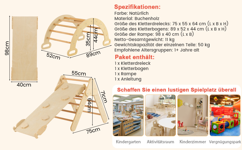 Holz-Dreiecks-Kletterer-Set