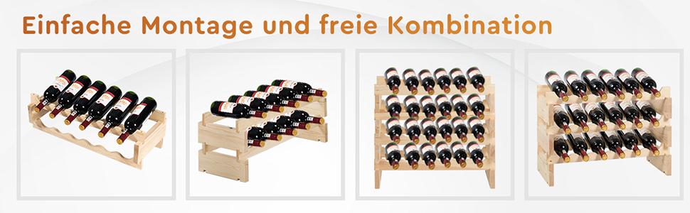 36 Flaschen fassendes Weinregal Holz stehend Wein aufbewahrungs- und Ausstellungsregal