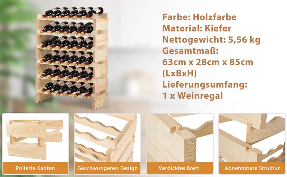 6-stöckiges stapelbares Weinregal