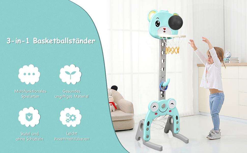 3-in-1basketballkorb für kleinkinder