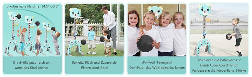 3-in-1sportzentrum mit 5 einstellbaren höhenstufen