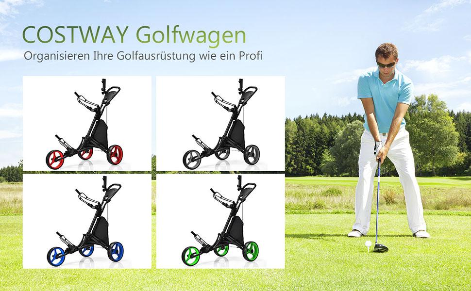 abschließbarer golftrolley mit scoreboard tasche