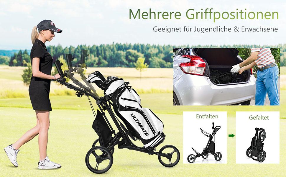 schnell zu öffnender und zu schließender golftrolley