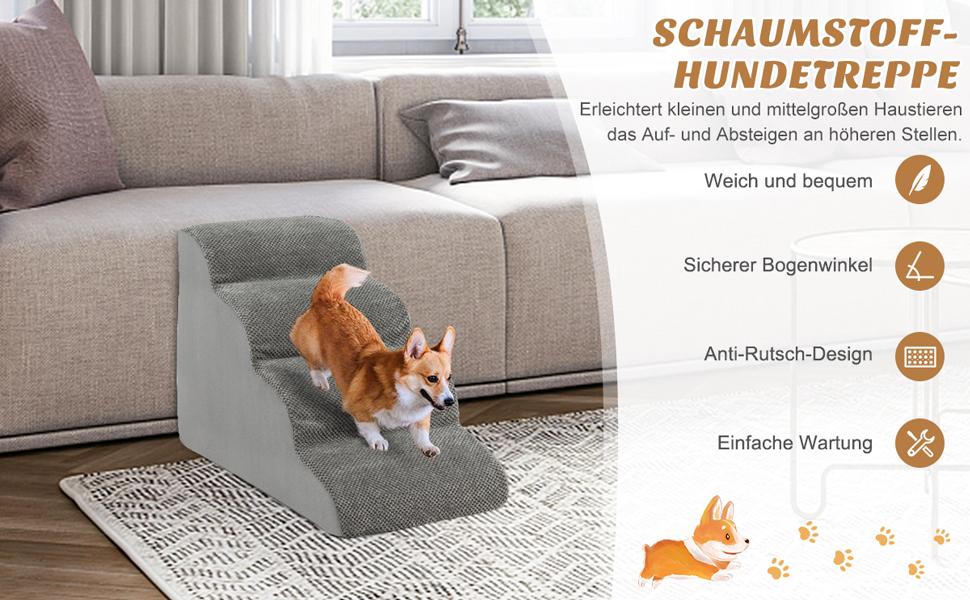 4-stufige Hunderampe aus Schaumstoff