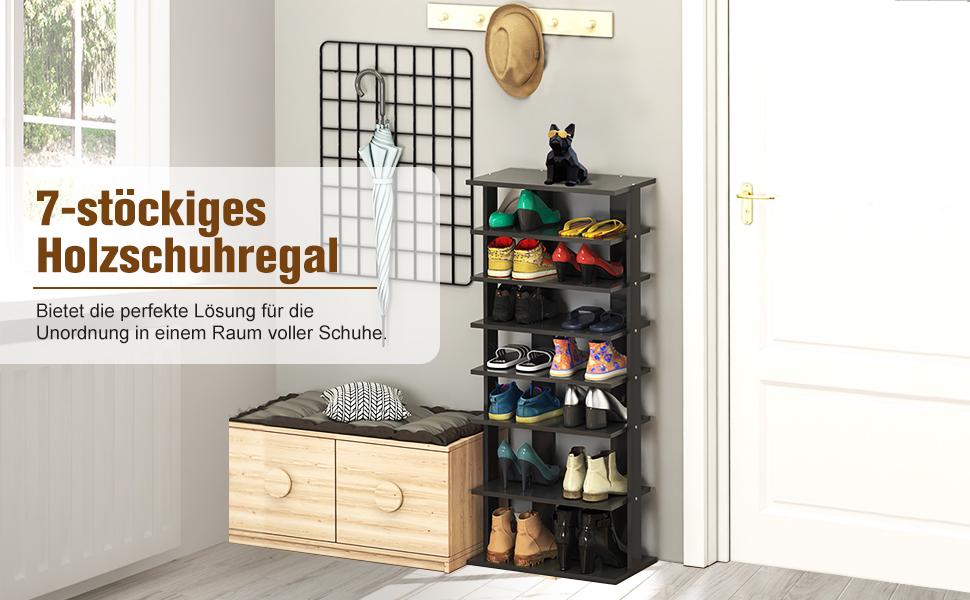 7-stöckiges industrielles vertikales Schuhregal