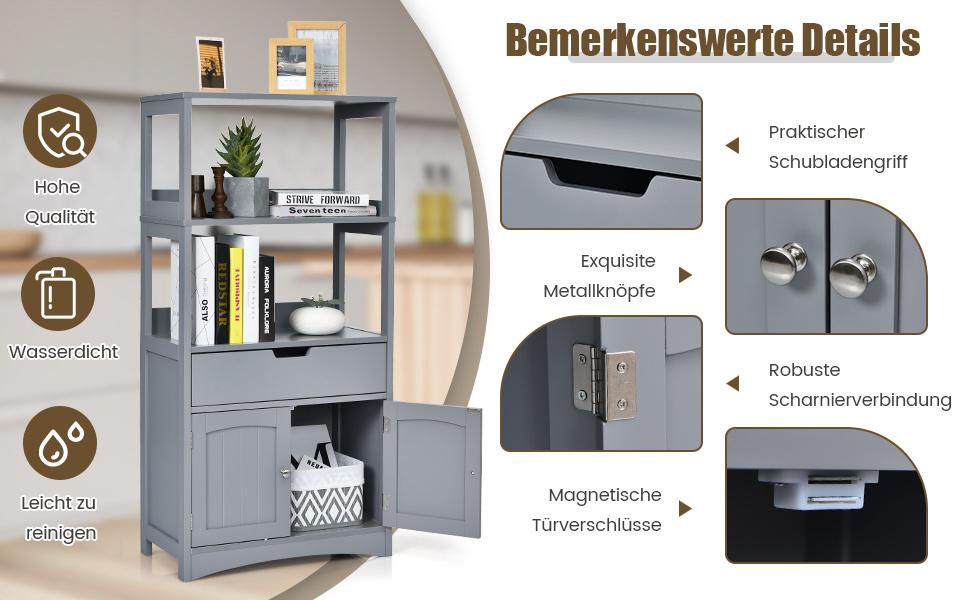 Schrank mit Türen und Regalen