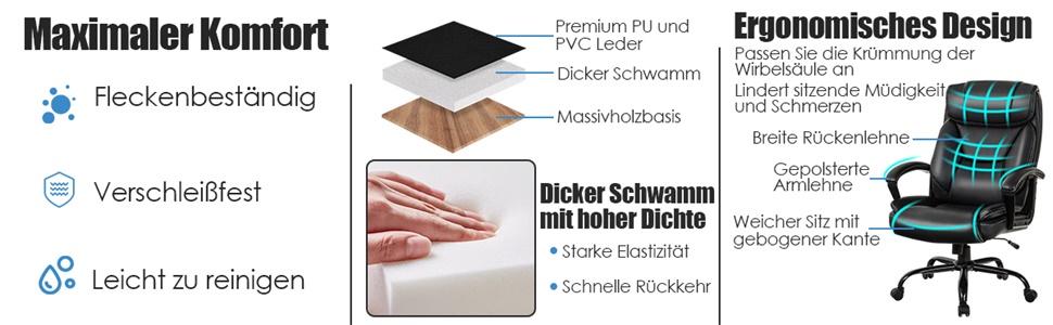 Bürostuhl mit hoher Rückenlehne