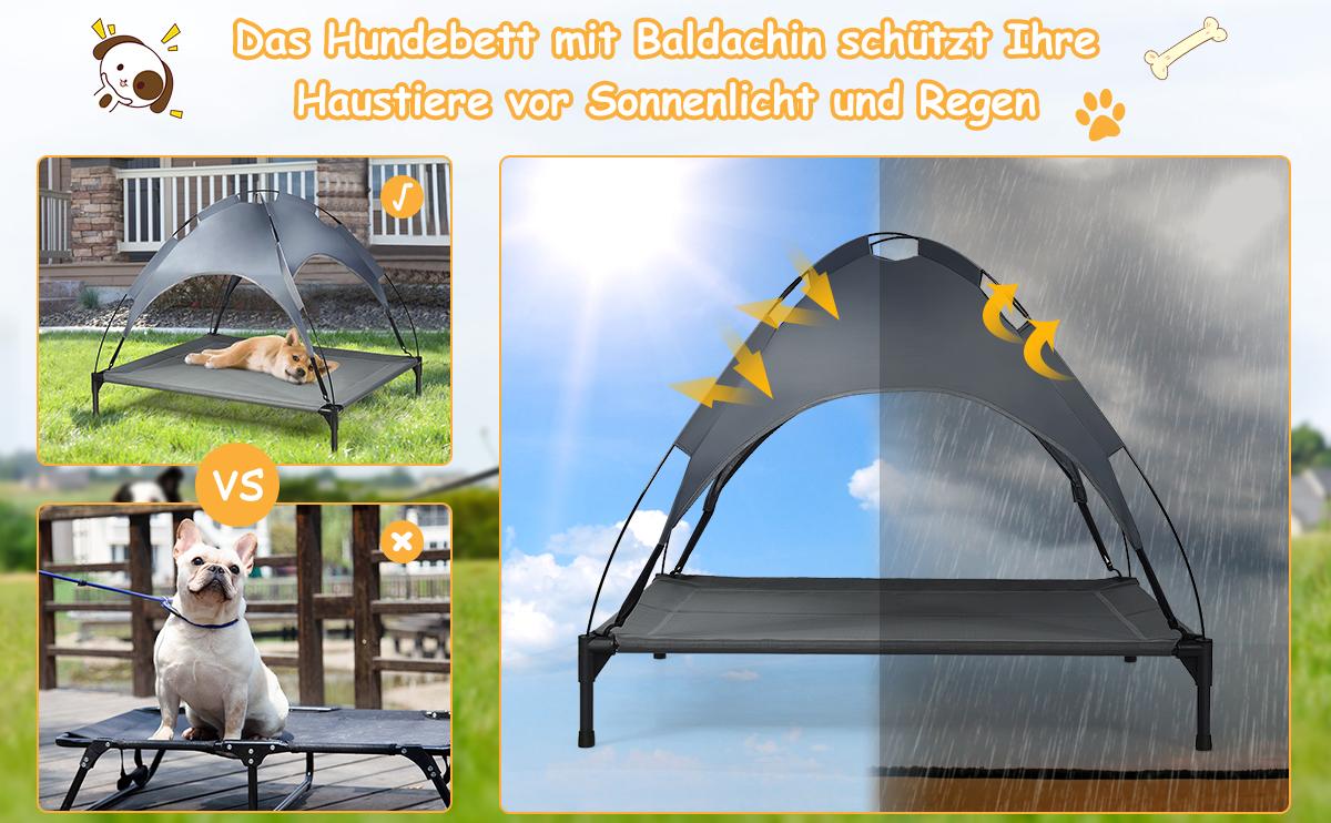 Erhöhtes Hundebett mit Überdachung