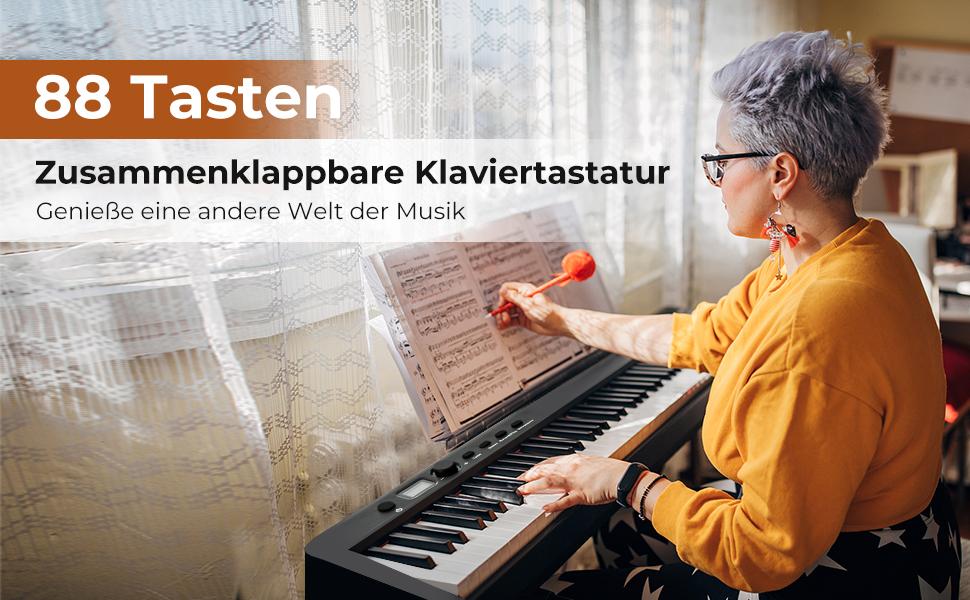 Faltbares Keyboard für Anfänger mit 88 Tasten in voller Größe
