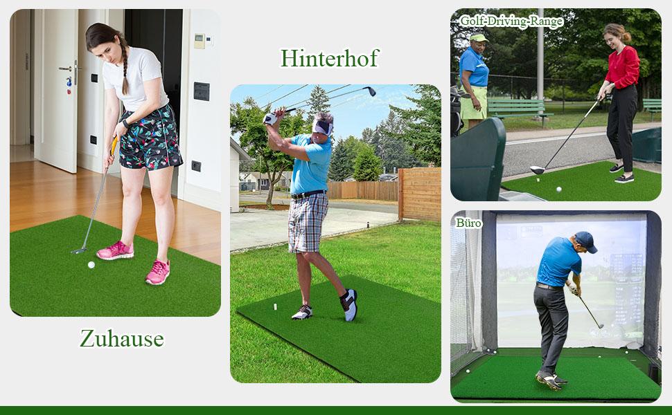 Golf-Schlagmatte mit Gummi-Tee