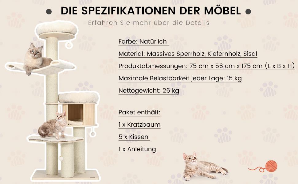 Katzenkletterständer mit plüschiger Plattform und Spielzeug zum Spielen und Ausruhen