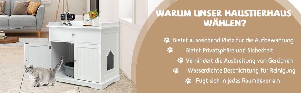 Katzentoilette mit Schublade und Türen