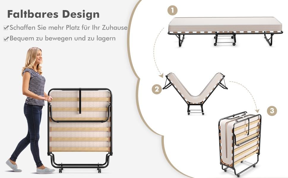 tragbares Bett mit 10 cm Memory Schaum-Matratze