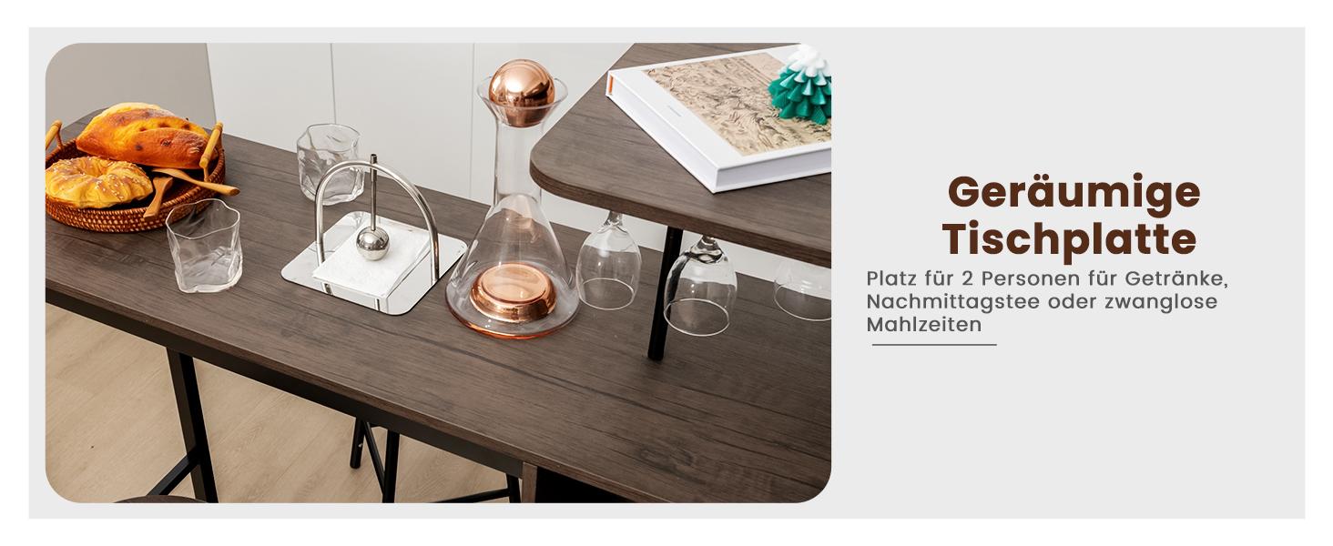 Bartisch-Set mit 2 Hockern