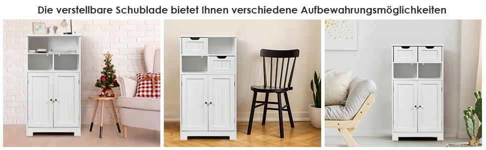freistehender Schrank mit Schubladen