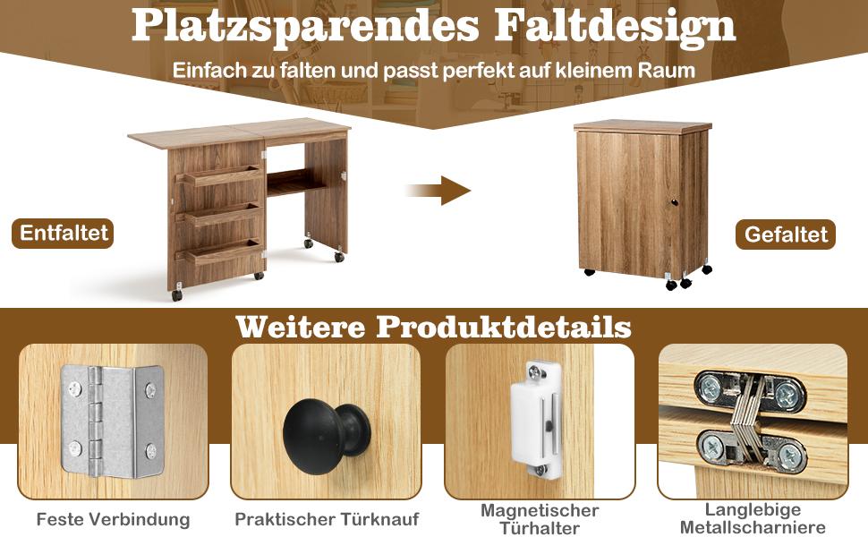Nähtisch mit Stauraum Faltbarer Nähtisch