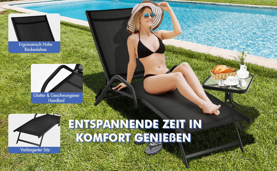 verstellbare Liegestühle für Terrasse