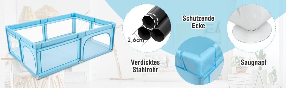 spielzaun mit durchsichtiger netzwand