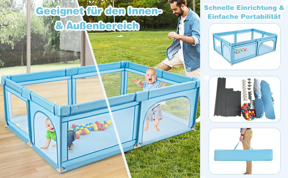 großer spielzaun mit gepolsterten ecken