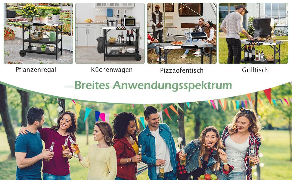 campingtisch mit aufhängehaken & gewürzregal