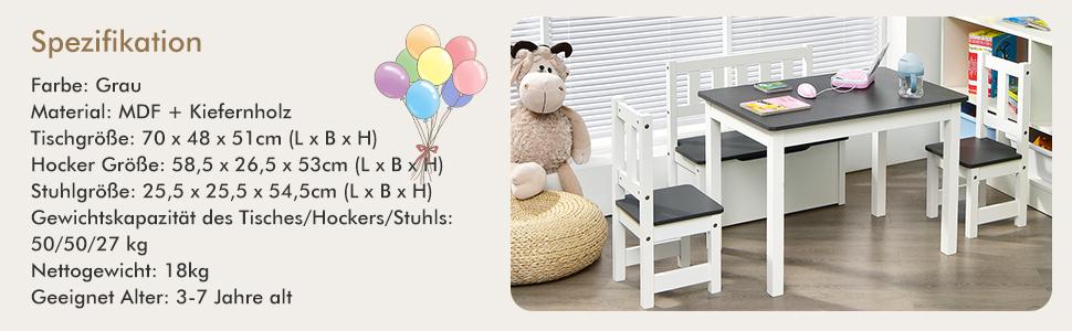 2 in 1 kinder holztisch & stuhl set