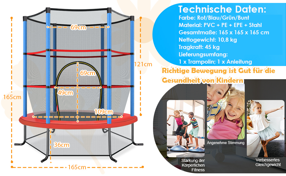 trampolin mit sicherheitspolster