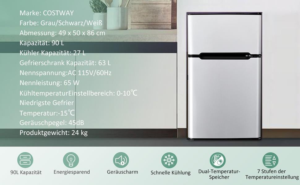 kompakter kühlschrank 90l