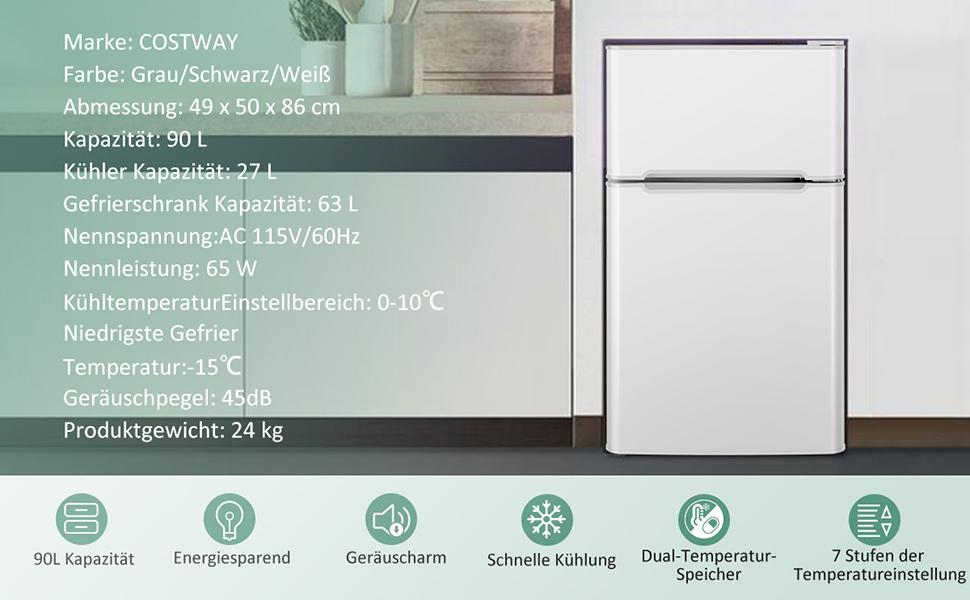 kompakter kühlschrank 90l