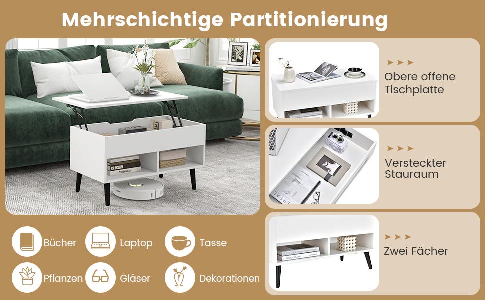 Couchtisch mit verstecktem Fach