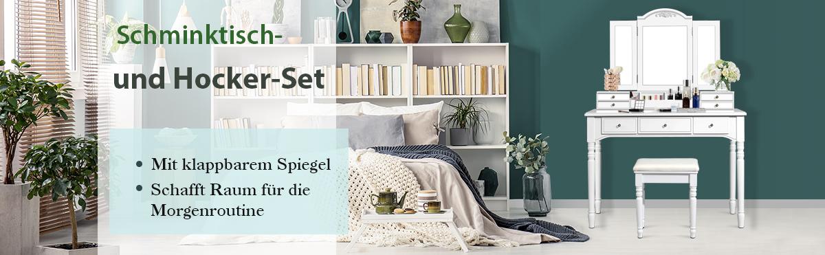 Schminktisch Set mit 7 Schubladen 3 fach klappbarem Halsketten 