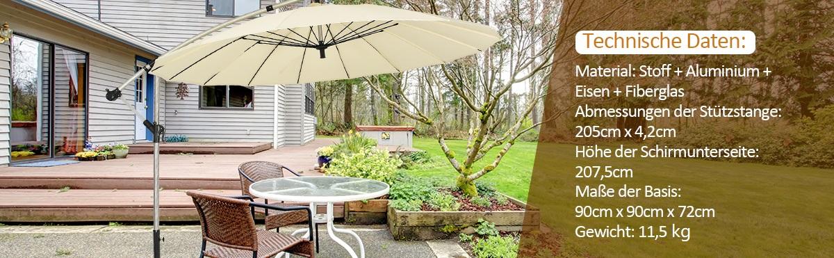 terrassenschirm für den außenbereich mit sockel