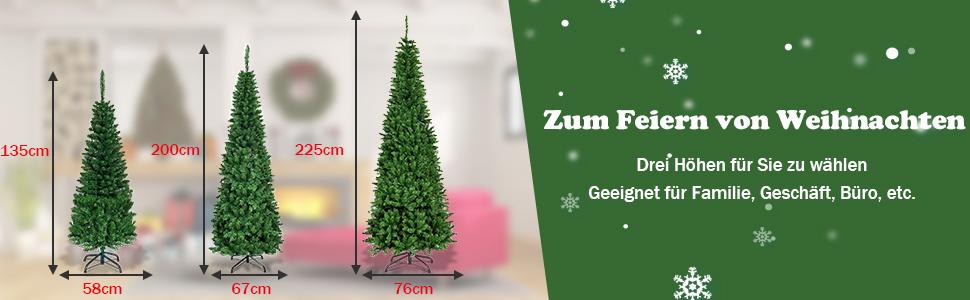 Knstlicher Weihnachtsbaum mit 226 Zweigen und 150 Bunten LED-Lichtern 135  cm - Costway