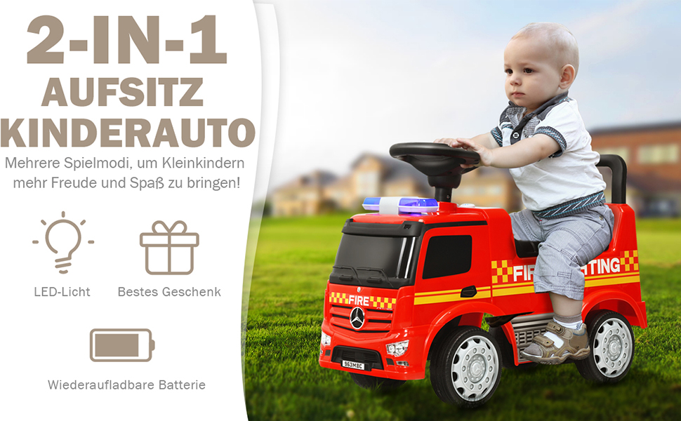 kinder fahren auf feuerwehrauto