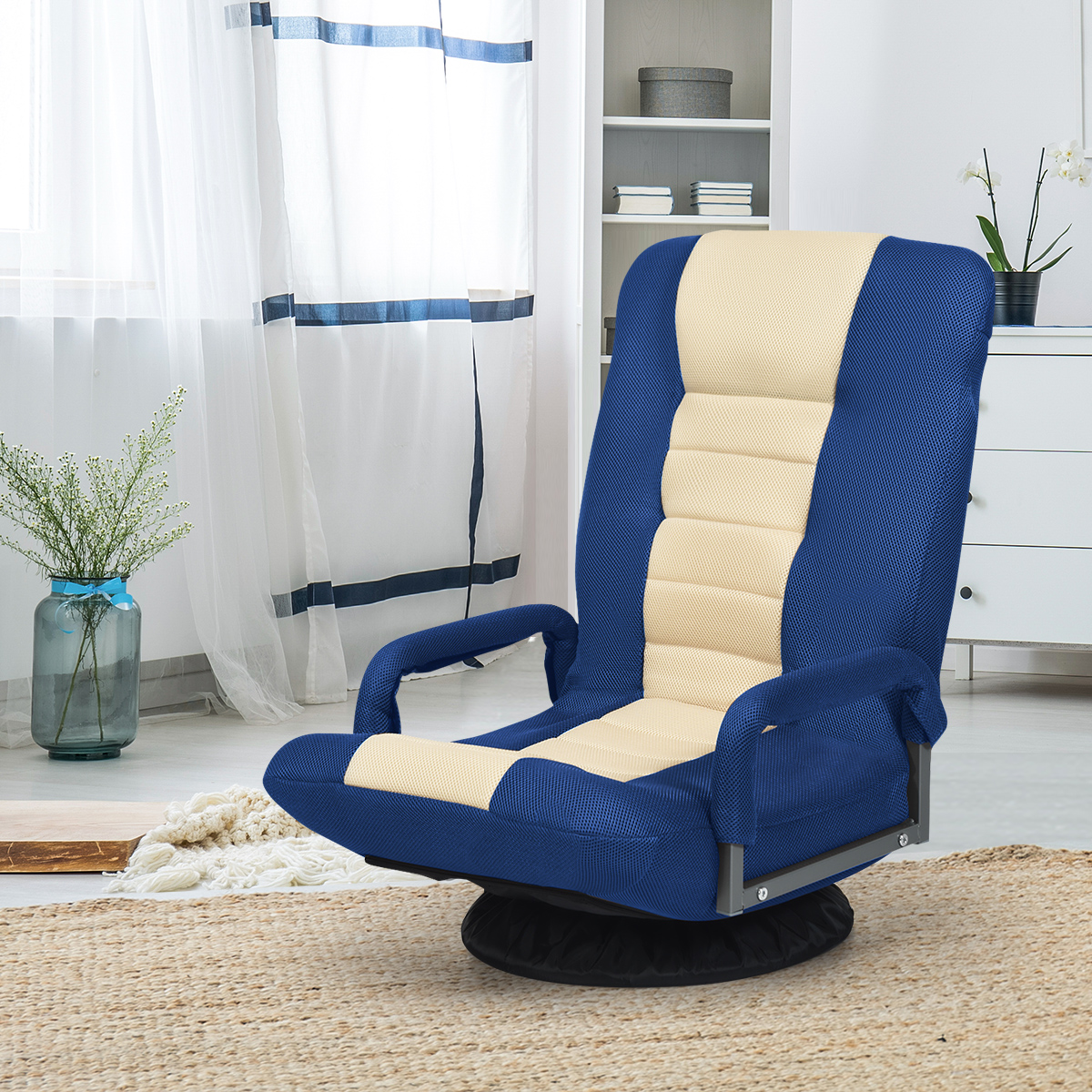 Costway Bodenstuhl drehbar Bodensessel Relaxsessel Bodensofa Lazy Sofa Blau