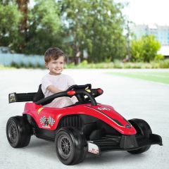 Costway Kleinkind-Elektroauto 12-V-Kinderauto Elektrisches Rennauto für Kleinkinder mit Fernbedienung Rot