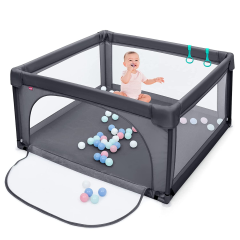 120 x 120 cm Baby Laufstall mit 50 Spielbällen Laufgitter mit Atmungsaktivem Netz