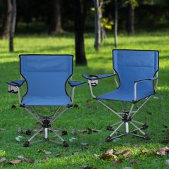 Costway Tragbarer Drehstuhl Camping Zusammenklappbarer Drehstuhl mit Armlehnen und Anti-Rutsch Fußpolster Blau