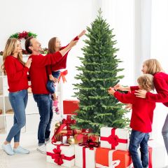 Costway Unbeleuchteter Künstlicher Weihnachtsbaum mit 1462 PE- & PVC-Zweigen & Metallständer 180 cm