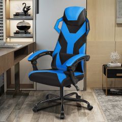 Costway Gaming Stuhl verstellbar Bürostuhl Chefsessel mit hoher Rücken Racingstuhl Blau
