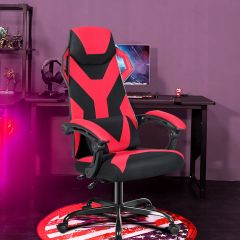 Costway Gaming Stuhl verstellbar Bürostuhl Chefsessel höhenverstellbar Rädern Racingstuhl Rot