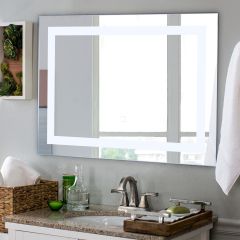 Costway LED-Spiegel Badezimmer Spiegel mit Beleuchtung Wandspiegel Quadratisch 70 x 50 x 3 cm