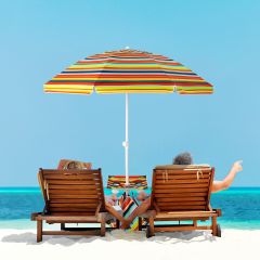 2 m Hoher Strandschirm mit Tisch & Sandsack Tragbarer Sonnenschirm Bunt