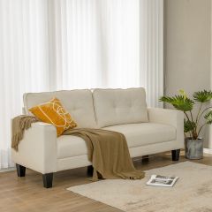 Costway Modernes Sofa für 2-3 Personen mit 2 abnehmbaren Rückenkissen 202 x 75 x 94 cm Beige