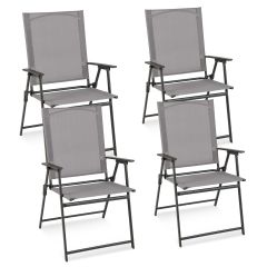 4-Teiliges Terrassenstuhl-Set Esszimmerstühle mit hoher Rückenlehne Grau