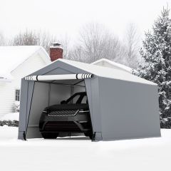 Costway Garagenzelt 290 x 490 cm Großer Carport Zeltgarage mit Türen Autounterstand für SUV, Boot Grau