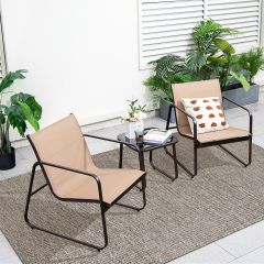 3-Teiliges Terrassen-Gesprächsset Outdoor-Metallstuhl- und Tischset Braun
