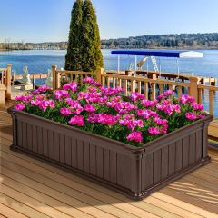 Costway Hochbeet Erhöhtes Gartenbeet Rechteckige Pflanzenbox für Pflanzen und Gemüse Outdoor Pflanzenkübel 122 x 60 x 30 cm Braun