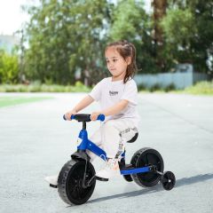 Costway 4 in 1 Kinder Laufrad & Balance Bike mit verstellbarem Lenker und Stützrädern für 2-6-jährige Kinder Blau
