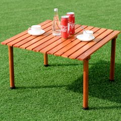 Camping-Tisch aufrollbar Gartentisch aus Tannenholz tragbarer Picknick-Tisch mit Tragetasche Braun